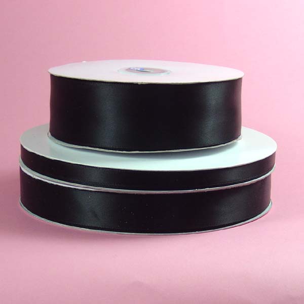 3" DOUBLE FACED satin ribbon-50yds/roll, BLACK