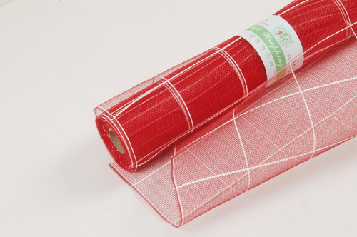 check floral mesh 21x10yds, CRIMSON RED