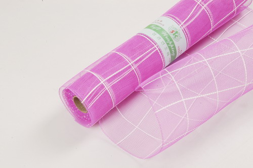 check floral mesh 21x10yds, HOT PINK