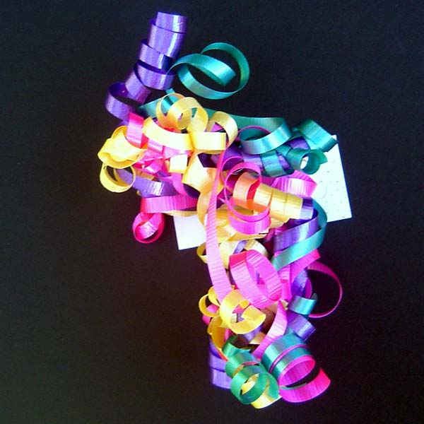 5" curly bow on hang tab-24bows/case, PARTY