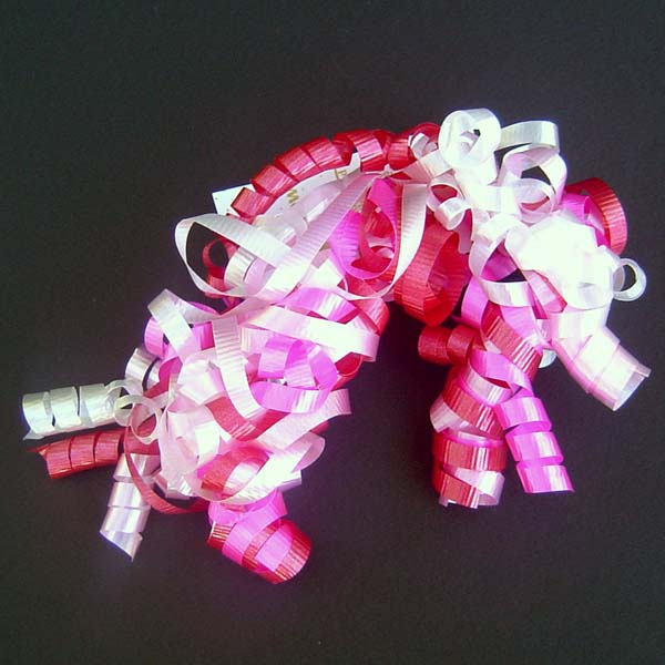 5" curly bow on hang tab-24bows/case, SWEETHEART