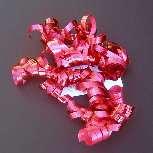 5" curly bow on hang tab-24bows/case, RED