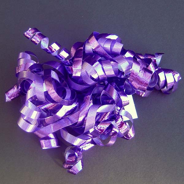 5" curly bow on hang tab-24bows/case, PURPLE