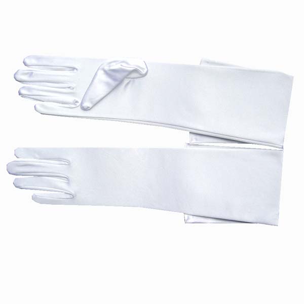 GLOVE-18" adult satin wedding glove-12BL, WHITE