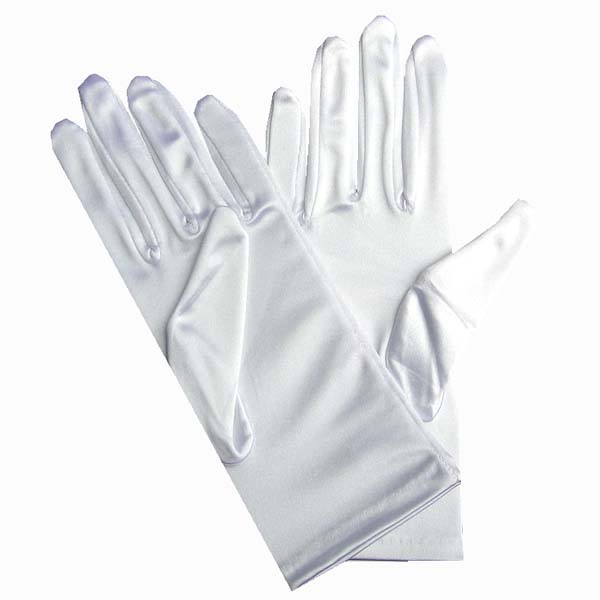 GLOVE-9" adult satin wedding glove-2BL, WHITE
