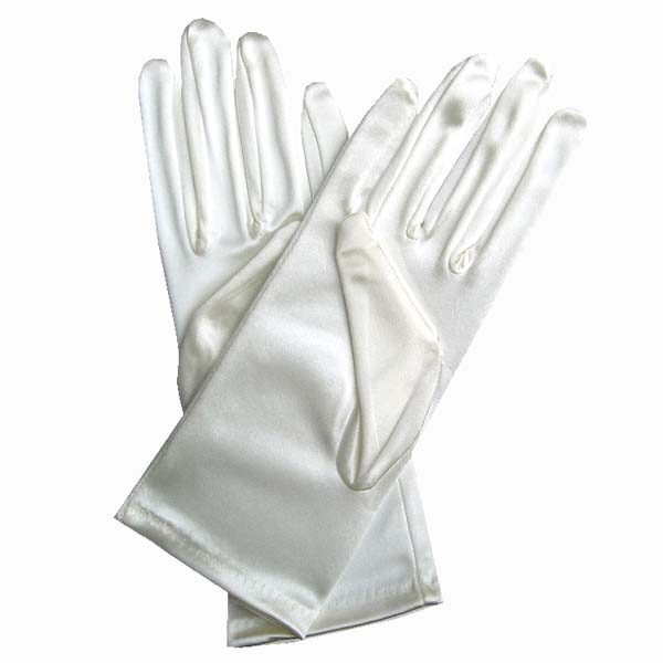 GLOVE-9" adult satin wedding glove-2BL, IVORY
