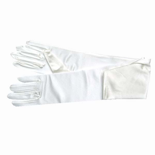 GLOVE-14" adult satin wedding glove-8BL, IVORY