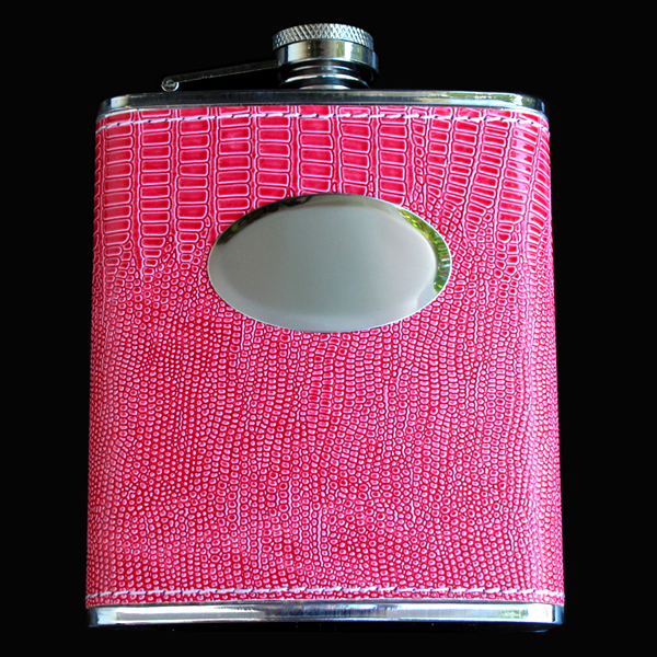 stainless steel hip flask, 7OZ, LEATHER ROSE