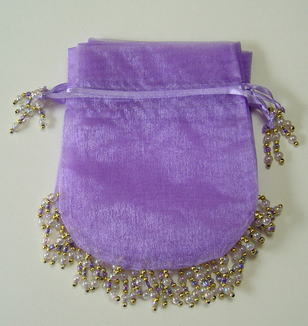 4-1/2x5-1/4" BEADED organza bag-24/pk, LAVENDER