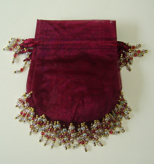 4-1/2x5-1/4" BEADED organza bag-24/pk, WINE