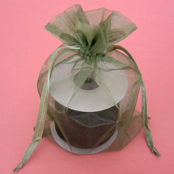 6.5x4x7" round bottom organza bag-10/pk, MOSS GREEN