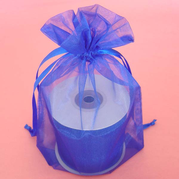 6.5x4x7" round bottom organza bag-10/pk, ROYAL BLUE