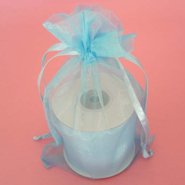 6.5x4x7" round bottom organza bag-10/pk, LT BLUE