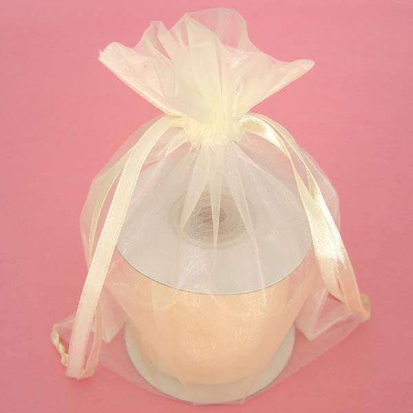 6.5x4x7" round bottom organza bag-10/pk, IVORY