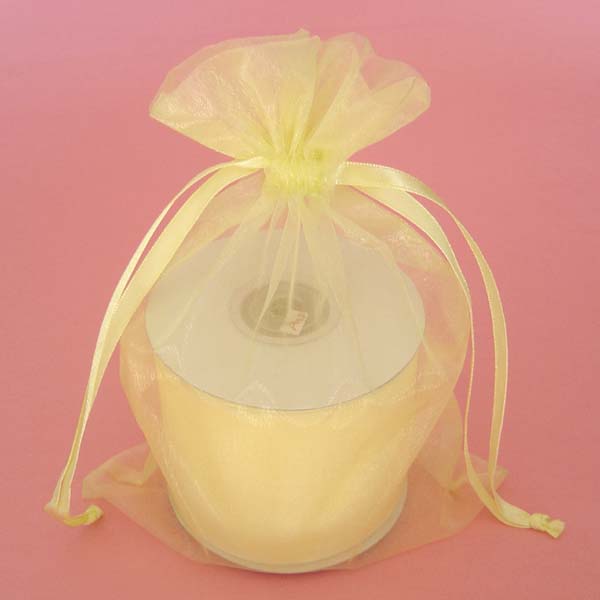6.5x4x7" round bottom organza bag-10/pk, CELERY