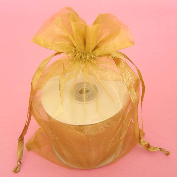 12x14" organza bag-10/pk, GOLD
