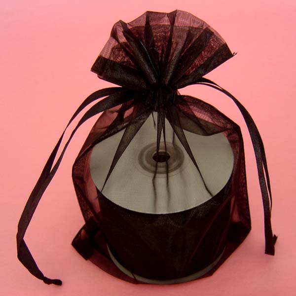 6.5x4x7" round bottom organza bag-10/pk, BLACK