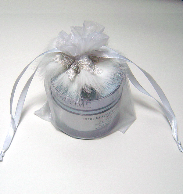 5x6-1/2" FEATHER organza bag-10/pk, WHITE