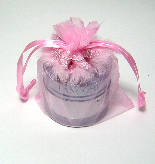 5x6-1/2" FEATHER organza bag-10/pk, PINK