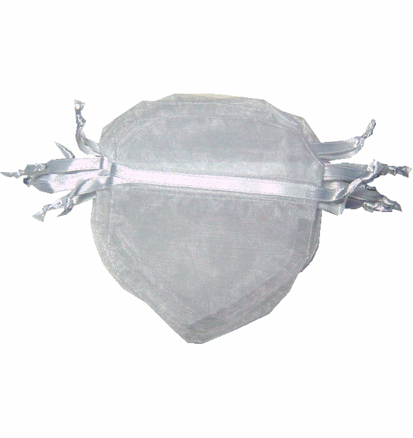 4x3-1/2" HEART SHAPED organza bag-30/pk, WHITE