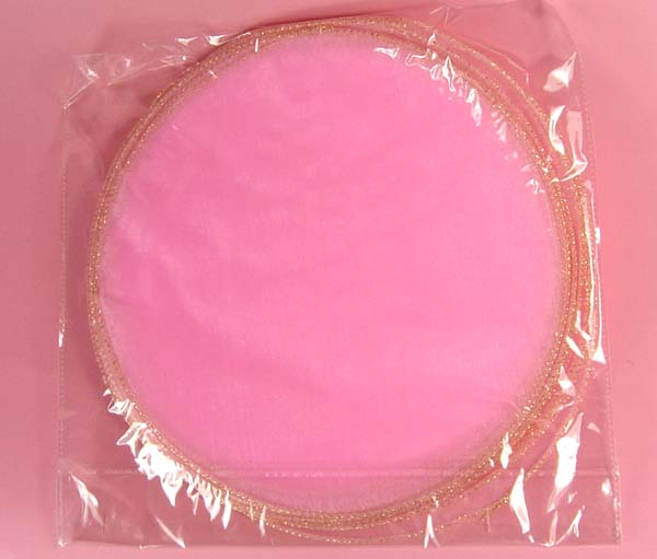 10" organza circle-25/pk, PINK/GOLD TRIM