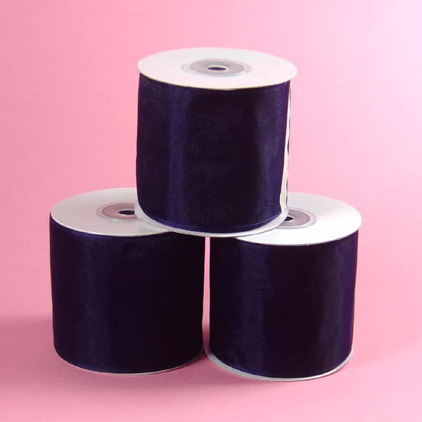1/4" organza ribbon-25yds/roll, NAVY