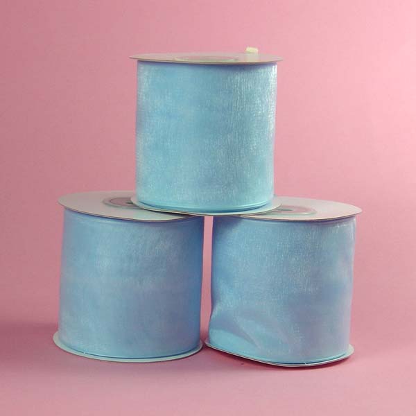 1-1/2" WIRED EDGE organza ribbon-25yds/roll, LT BLUE