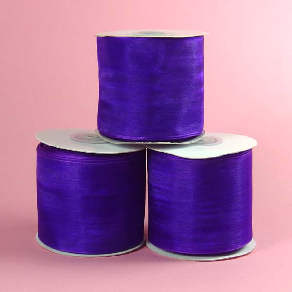 2-1/2" WIRED EDGE organza ribbon-25yds/roll, PURPLE HAZE