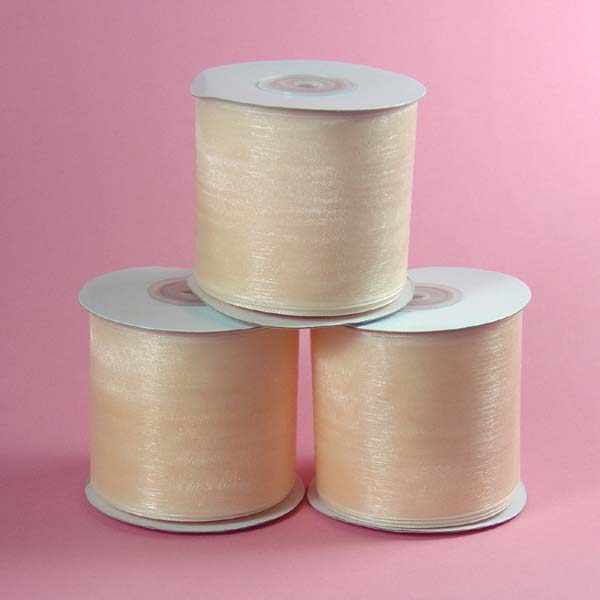 1-1/2" WIRED EDGE organza ribbon-25yds/roll, IVORY