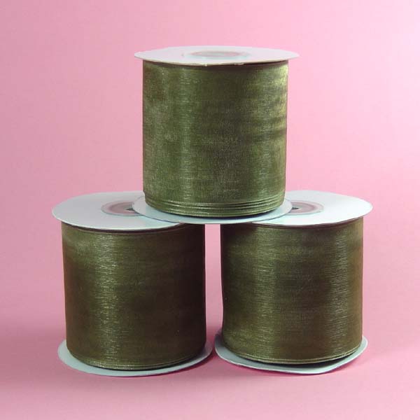 3/8" organza ribbon-25yds/roll, OLD WILLOW