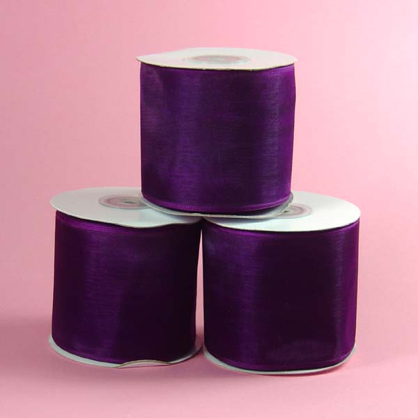 1-1/2" WIRED EDGE organza ribbon-25yds/roll, PLUM