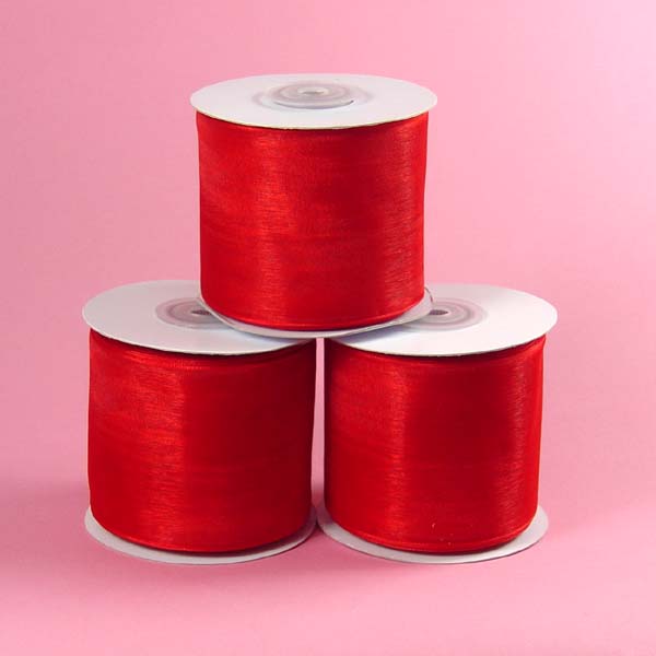 7/8" organza ribbon-25yds/roll, RED