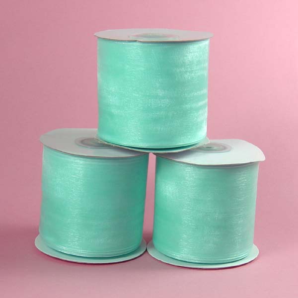 1-1/2" organza ribbon-25yds/roll, AQUA