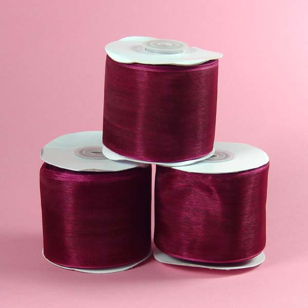 2-1/2" WIRED EDGE organza ribbon-25yds/roll, WINE