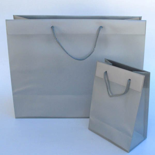 frosty euro tote w/rope handle 8"X4"X10" (size D)-25/pk, SILVER