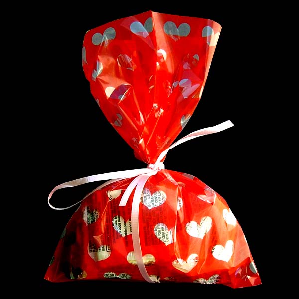 8x12" printed cello bag-100/pk, HEART-RED