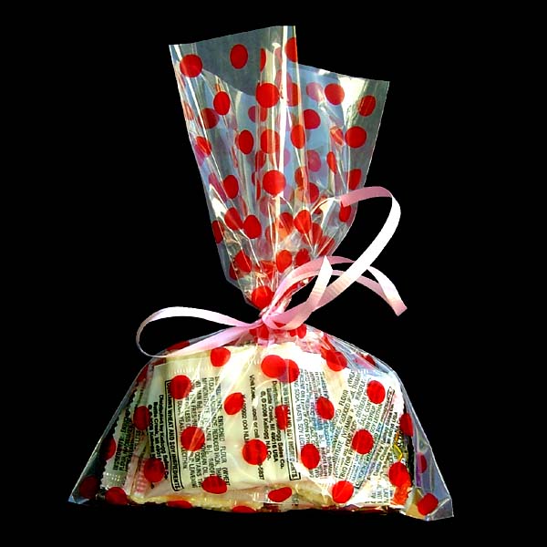 6X9" printed cello bag-100/pk, DOT-RED