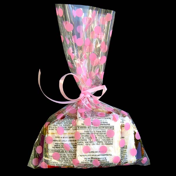 8x12" printed cello bag-100/pk, DOT-PINK