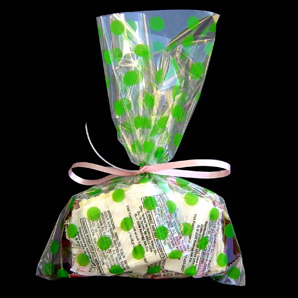8x12" printed cello bag-100/pk, DOT-GREEN