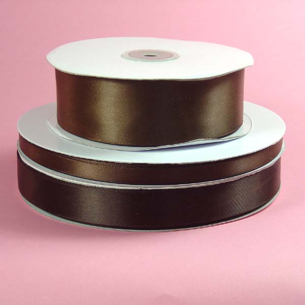 2-1/4" DOUBLE FACED satin ribbon-50yds/roll, SEAL BROWN