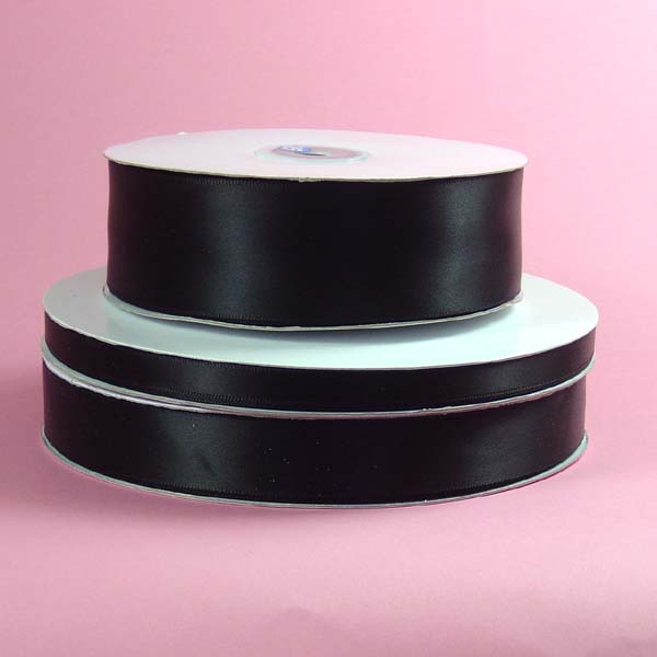 2-1/4" DOUBLE FACED satin ribbon-50yds/roll, BLACK