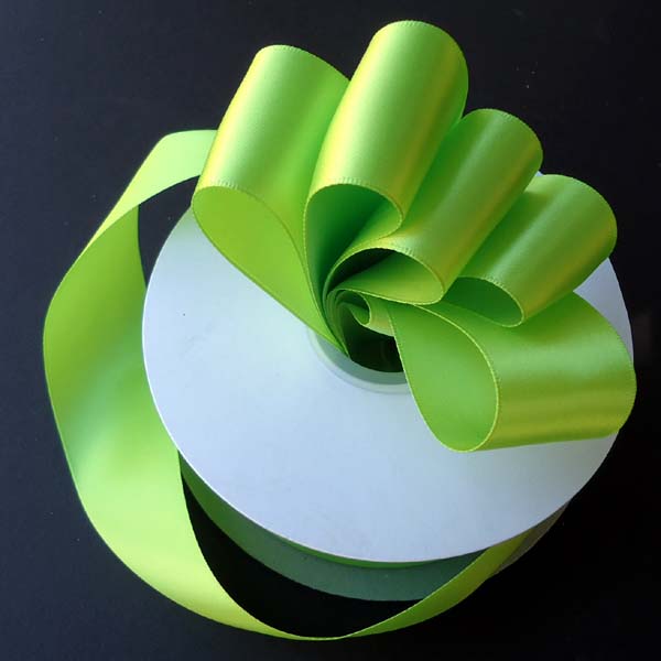 2-1/4" DOUBLE FACED satin ribbon-50yds/roll, APPLE GREEN