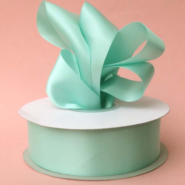 2-1/4" DOUBLE FACED satin ribbon-50yds/roll, AQUA