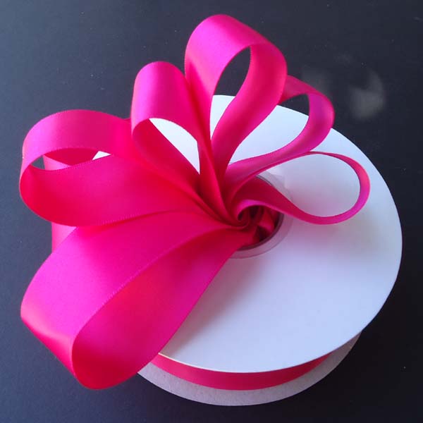 2-1/4" DOUBLE FACED satin ribbon-50yds/roll, FUCHSIA