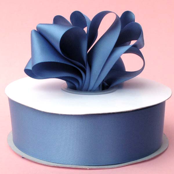 2-1/4" DOUBLE FACED satin ribbon-50yds/roll, SMOKE BLUE