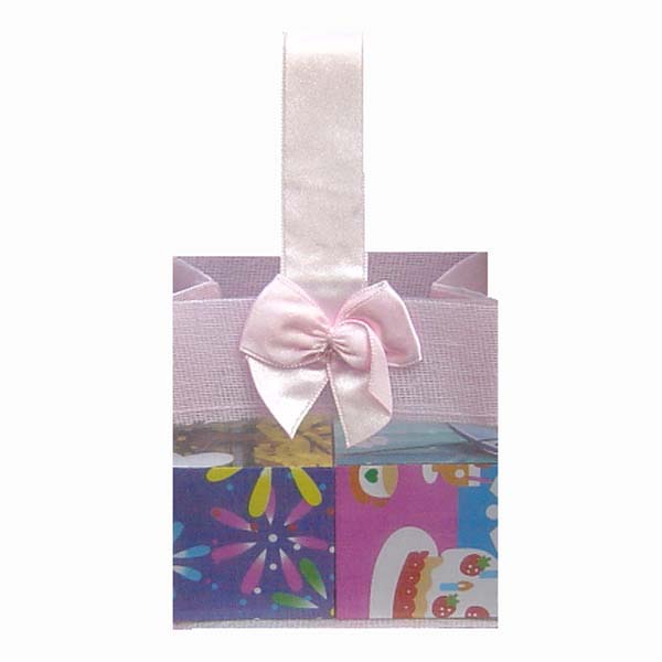 3-1/2x3-1/2x2" MINI ORGANZA SHEER TOTE BAG TOTE-12/pk, PINK