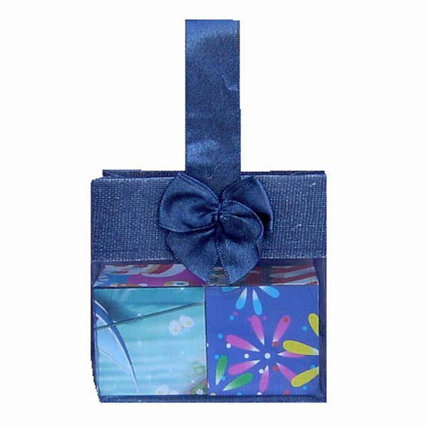 3-1/2x3-1/2x2" MINI ORGANZA SHEER TOTE BAG TOTE-12/pk, NAVY BLUE