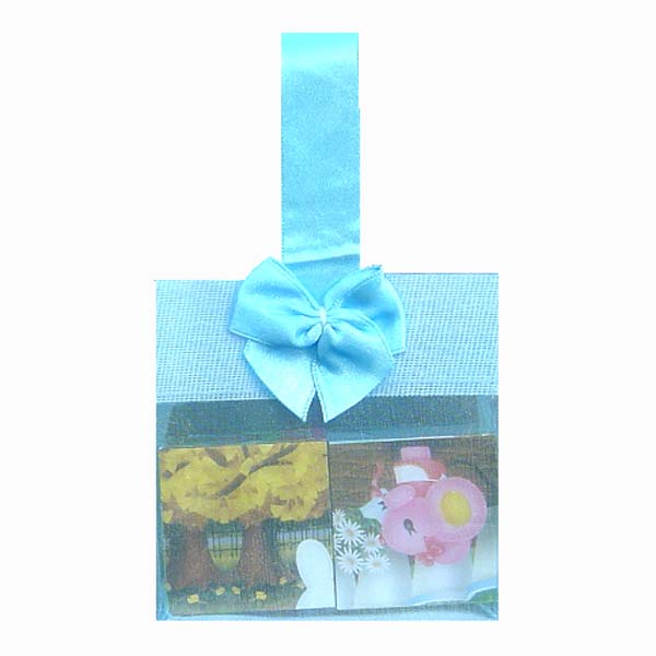 3-1/2x3-1/2x2" MINI ORGANZA SHEER TOTE BAG TOTE-12/pk, LT BLUE