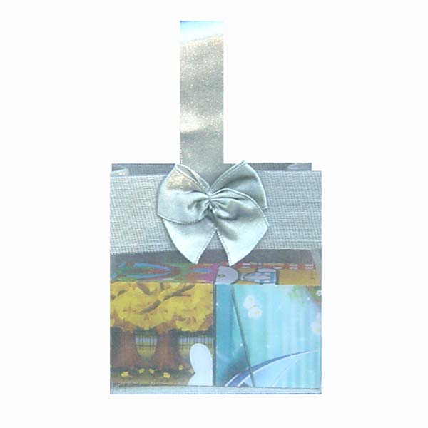 3-1/2x3-1/2x2" MINI ORGANZA SHEER TOTE BAG TOTE-12/pk, LT SILVER