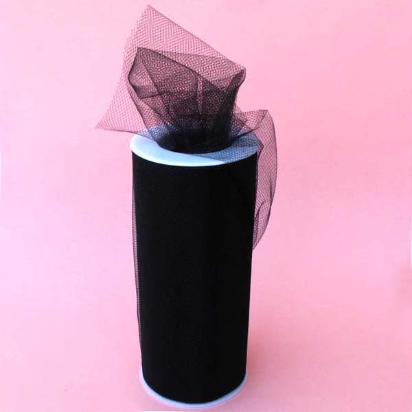 3" tulle fabric-25yds/spool, BLACK
